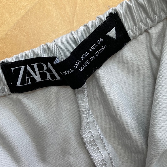 Zara Light Gray Embellished Button Down Shirt and Shorts size XXL like new - Picture 4 of 7